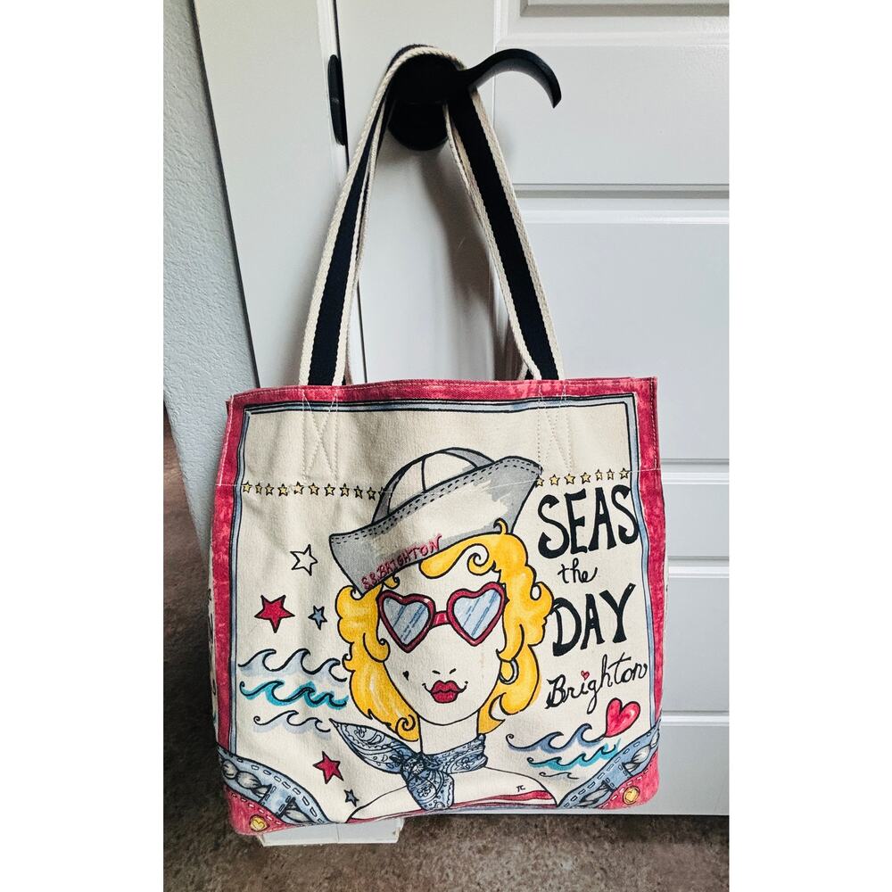 BRIGHTON SAIL AWAY CANVAS BEACH BAG EUC - Picture 1 of 5
